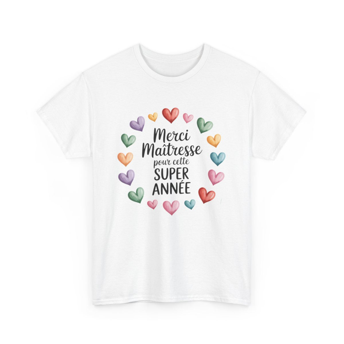 Tee Shirt Merci Maîtresse – "Merci pour cette super année" – T-shirt Cadeau École Blanc ou Gris S à 3XL