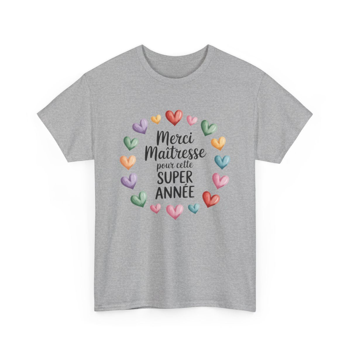 Tee Shirt Merci Maîtresse – "Merci pour cette super année" – T-shirt Cadeau École Blanc ou Gris S à 3XL