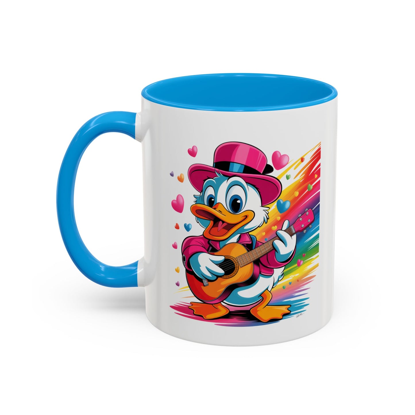 Mug Canard Musicien – Tasse Design Fun avec Guitare et Couleurs Arc-en-ciel – Cadeau Original 325ml