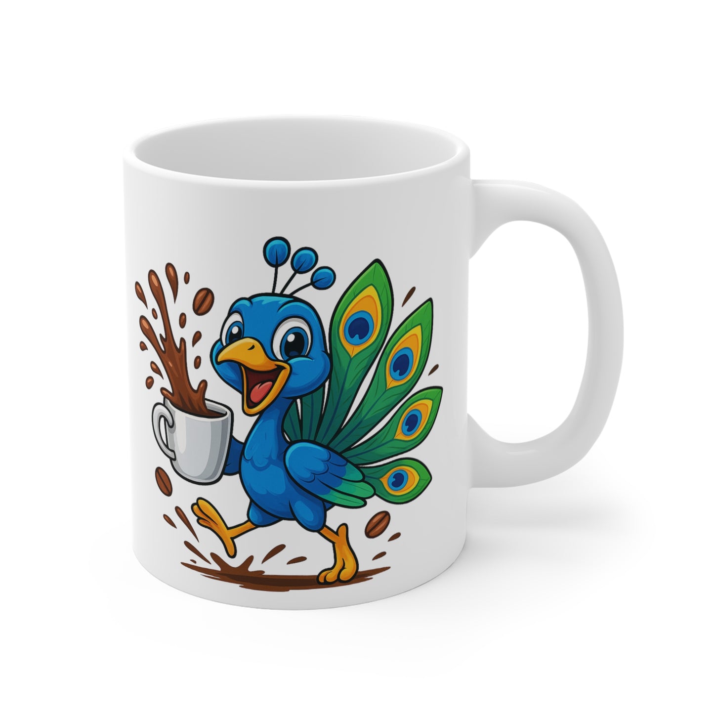 Mug Paon Café – Tasse Céramique 325ml – Design Cartoon Mignon – Cadeau Original Amateur de Café