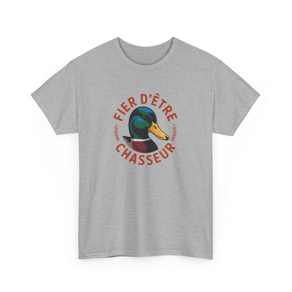 T-shirt Fier d’Être Chasseur – Visuel Canard Colvert – Style Nature Gibier – Modèle Blanc ou Gris