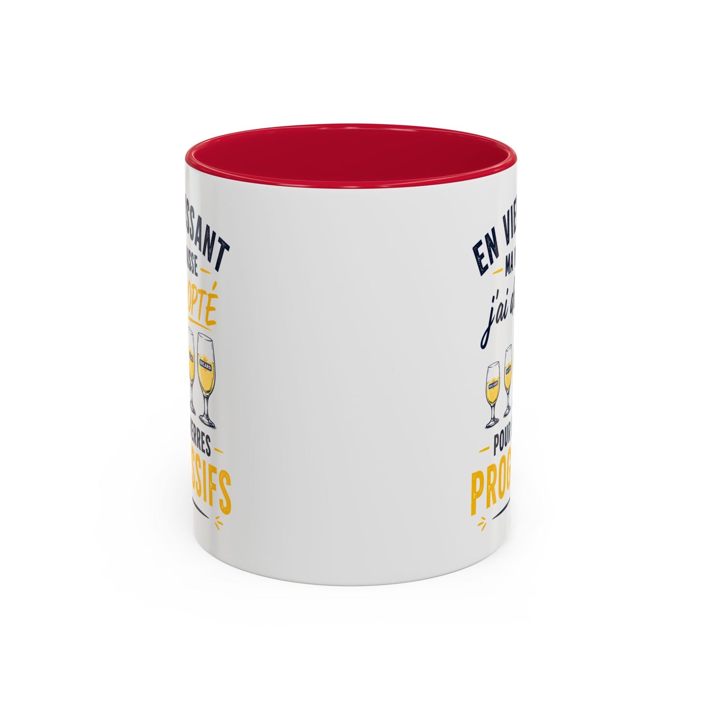 Mug Humour Pastis et Vieillesse – En Vieillissant Ma Vue Baisse J’ai Donc Opté pour des Verres Progressifs – Cadeau Drôle 325ml