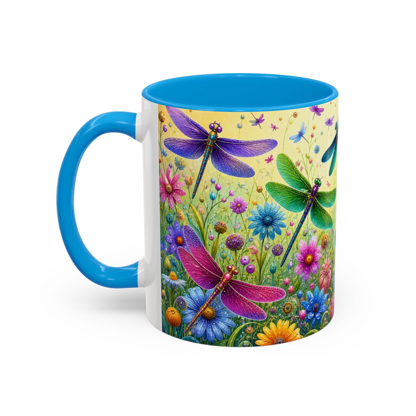 Tasse Libellules et Fleurs Colorées – Mug Nature Printemps et Jardin Fleuri – Design Artistique Floral – Céramique 325ml