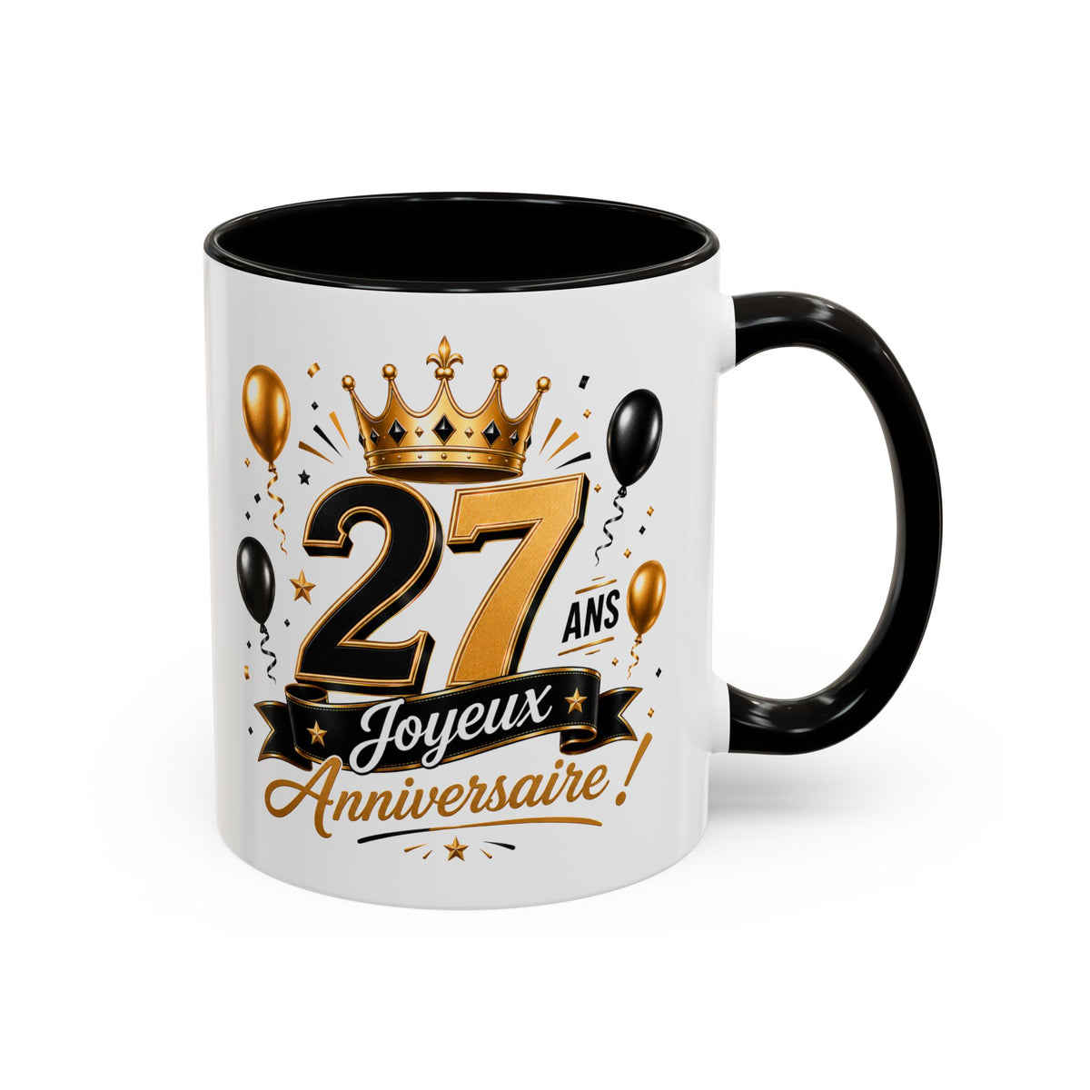 Mug Joyeux 27 Ans – Tasse Anniversaire 27 Ans – Cadeau Original pour Femme Homme – Idée Cadeau 27e Anniversaire Noir Bleu Rouge