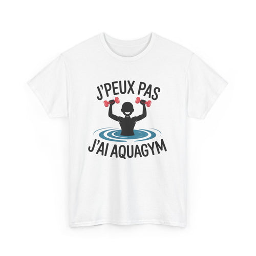 Tee-Shirt J’Peux Pas J’Ai Aquagym – T-shirt Blanc ou Gris Sport – Humour Fitness Aquatique – Coton Adulte Sport & Loisirs