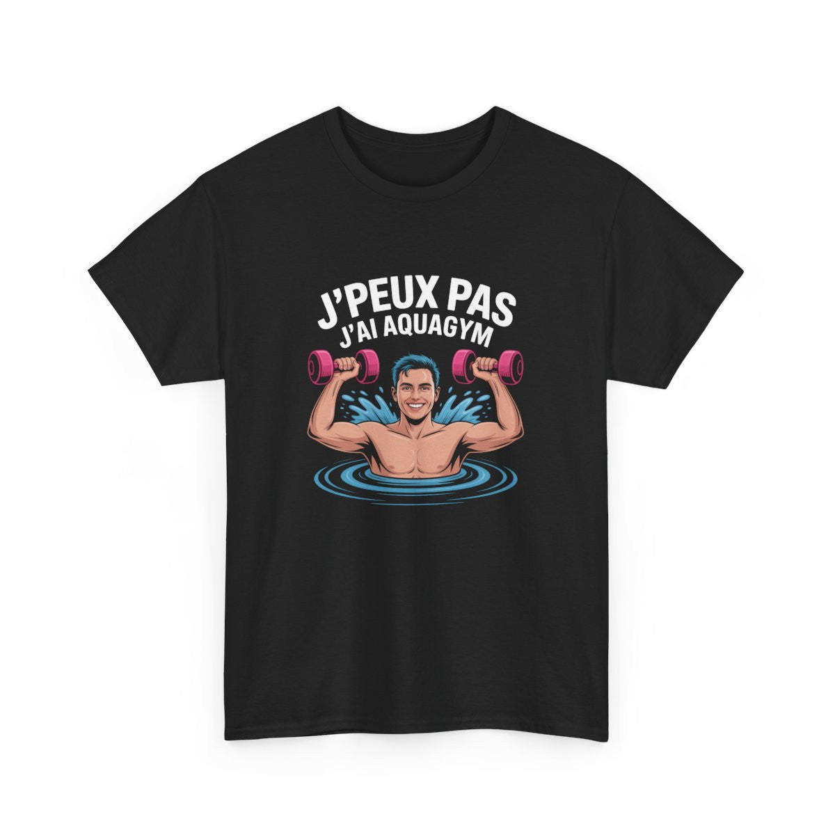 Tee Shirt Noir J’Peux Pas J’Ai Aquagym T-shirt Homme Sport Aquatique – Coton Adulte Humour Cadeau Fitness Original