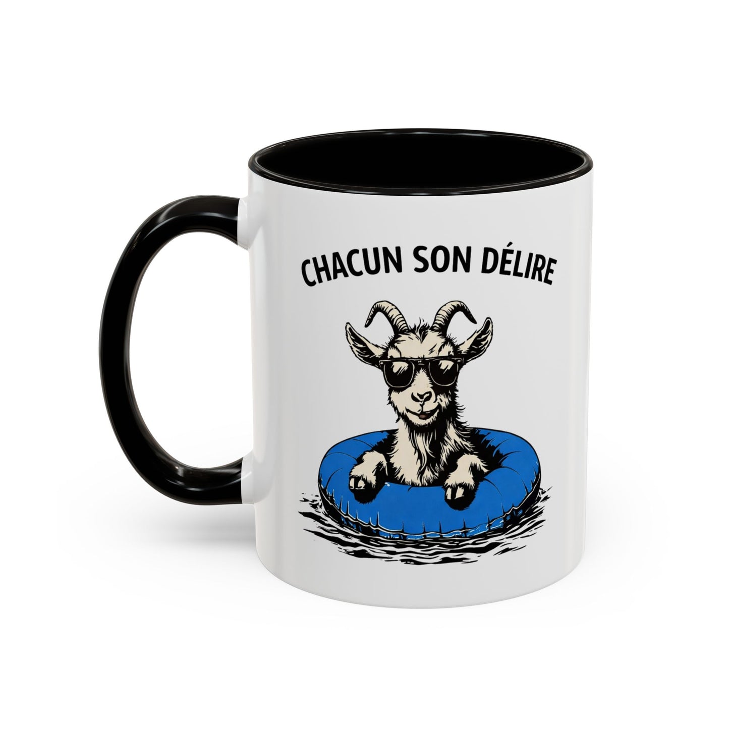 Tasse Chèvre Humour Chacun Son Délire 325ml – Mug Céramique Animal Fun Lunettes Cadeau Original
