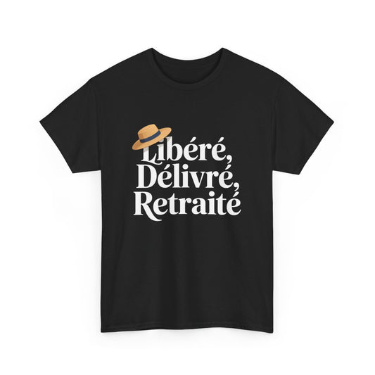 T-shirt Homme Noir Libéré Délivré Retraité Tee Shirt Départ Retraite Drôle Chapeau Blanc Humour Cadeau Original Adulte
