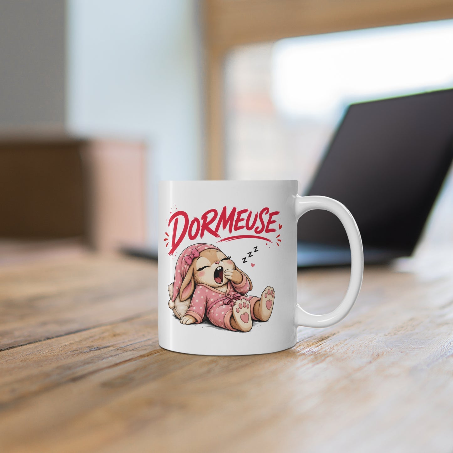 Tasse Dormeuse – Mug Femme Lapin Endormi Kawaii – Cadeau Humour Femme 325ml
