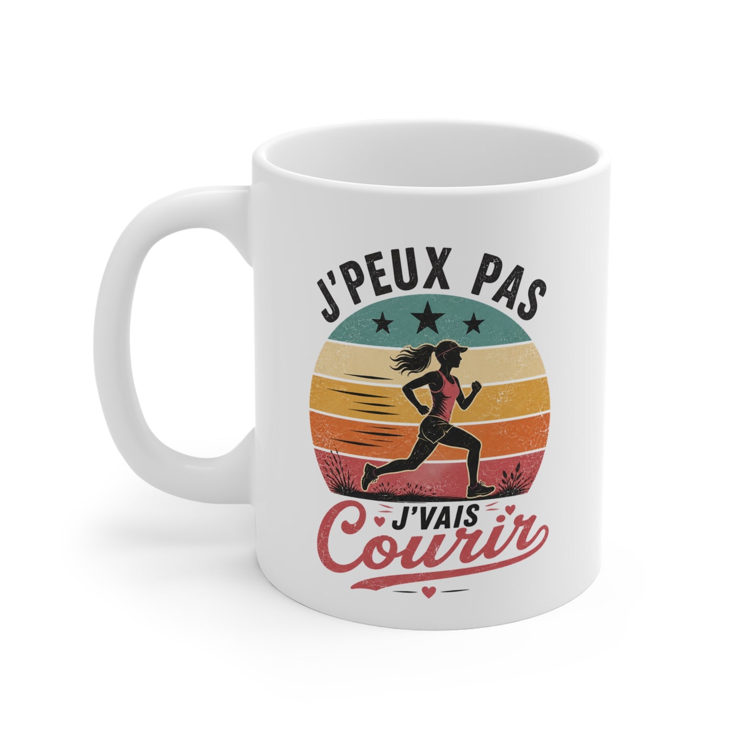 Tasse J’Peux Pas J’Vais Courir – Mug Humour Running Femme Vintage – Cadeau Course à Pied Jogging 325ml
