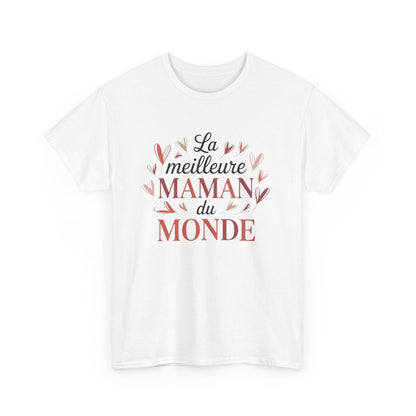 T-shirt Femme Meilleure Maman du Monde Tee Shirt Cœur Tendre Cadeau Maman Fête des Mères Original