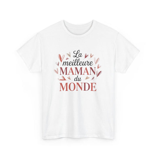 T-shirt Femme Meilleure Maman du Monde Tee Shirt Cœur Tendre Cadeau Maman Fête des Mères Original