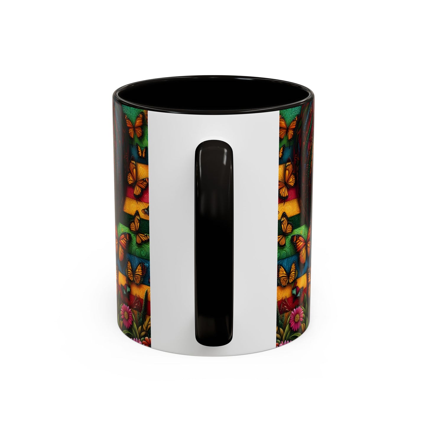 Mug Femme Afro Art Coloré – Tasse Portrait Afro avec Papillons et Motifs Tropicaux – Design Bohème 325ml