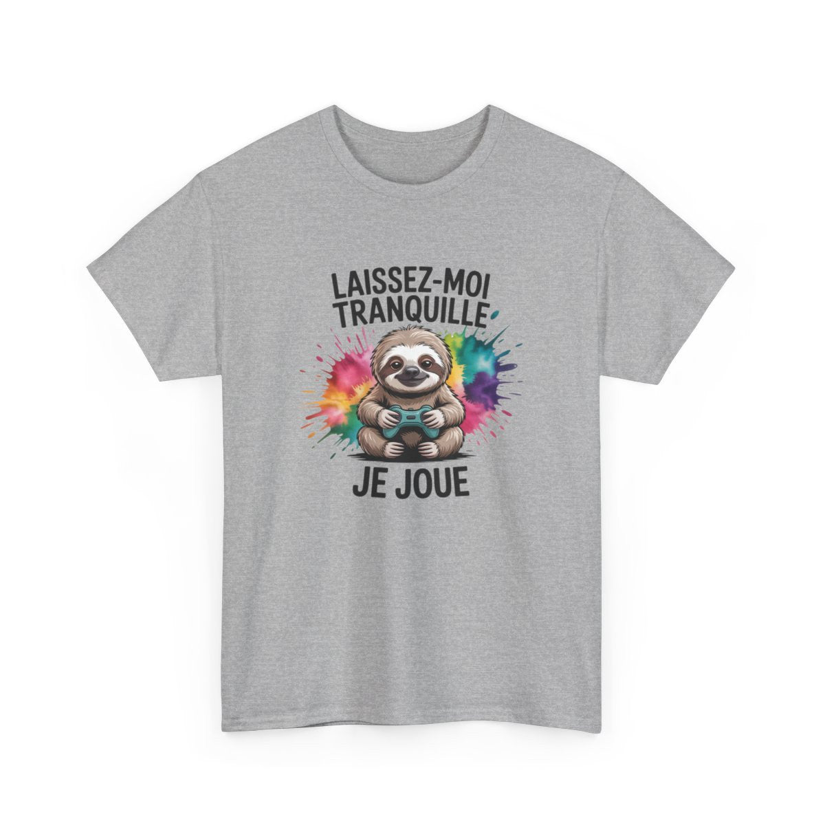 T-shirt Humour Gamer Paresseux Je Joue Laissez-moi Tranquille  Manette Jeu Vidéo  Tee Shirt Blanc ou Gris Unisexe