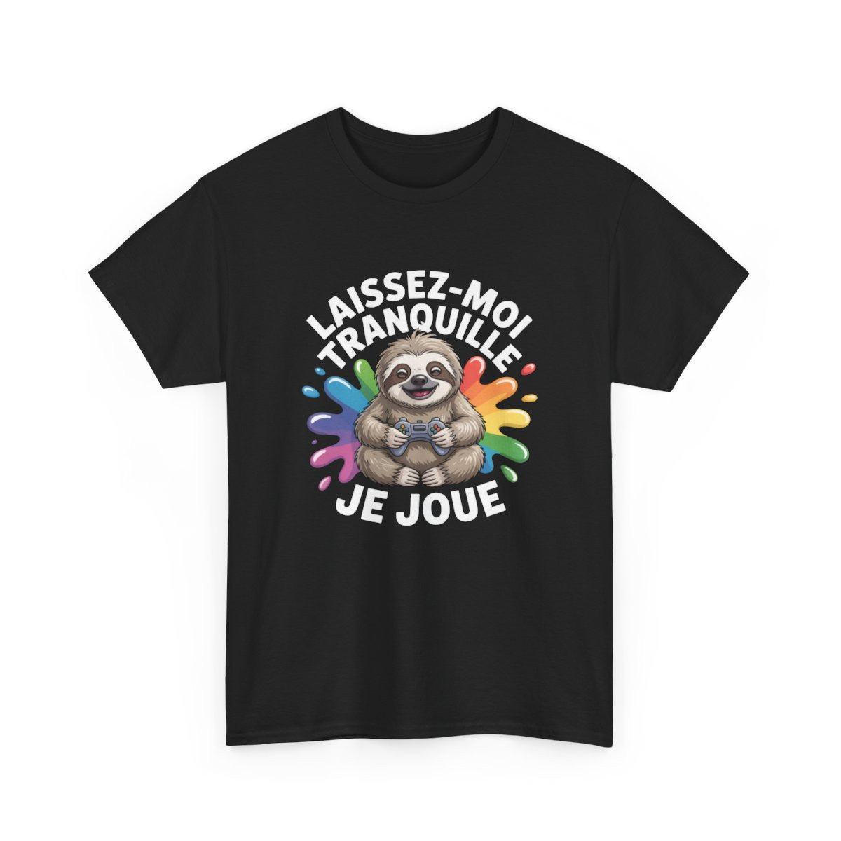 T-shirt Gamer Paresseux  Je Joue Laissez-moi Tranquille  Tee-shirt Noir Unisexe Homme Femme  Geek Drôle Console