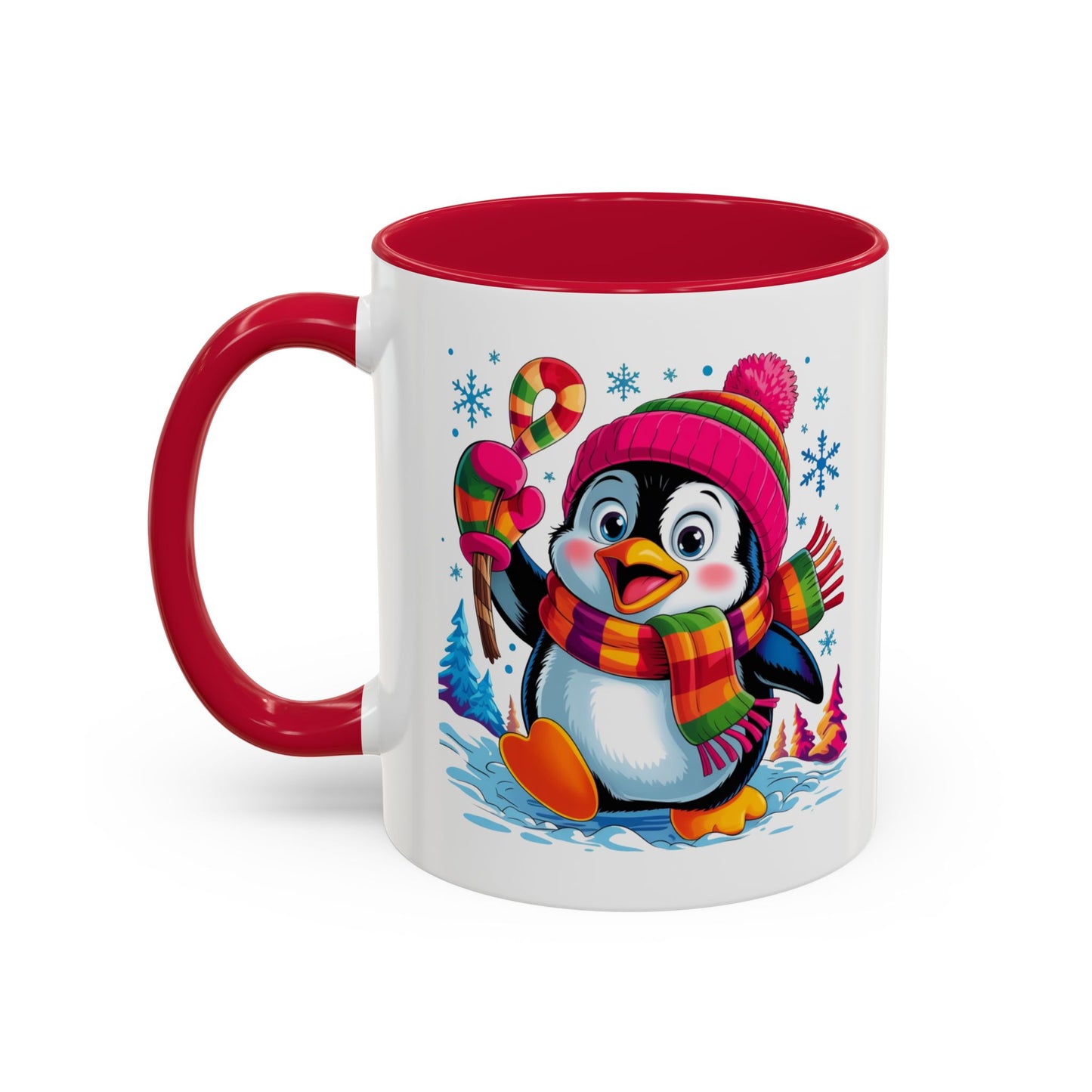 Mug Pingouin Mignon Hiver – Tasse Animaux Kawaii Neige – Cadeau Noël Fun et Coloré – Céramique 325ml