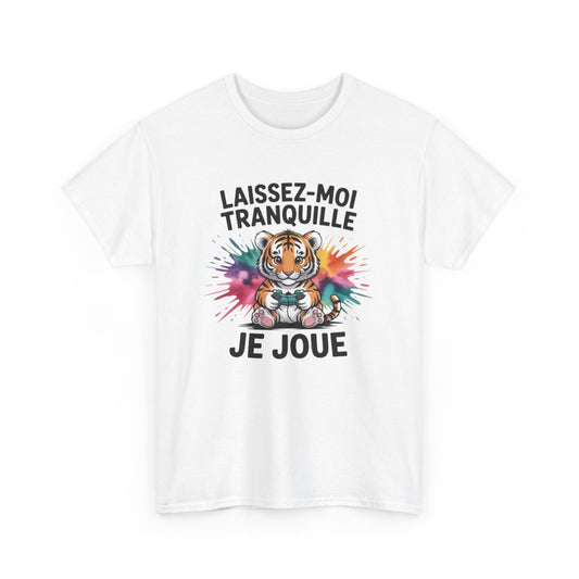 T-shirt Tigre Gamer Unisexe Tee-shirt Motif Coloré avec Manette  Laissez-moi Tranquille Je Joue  Blanc & Gris Coton S-3XL