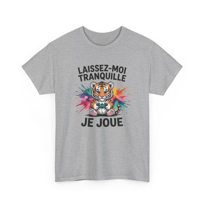 T-shirt Tigre Gamer Unisexe Tee-shirt Motif Coloré avec Manette  Laissez-moi Tranquille Je Joue  Blanc & Gris Coton S-3XL