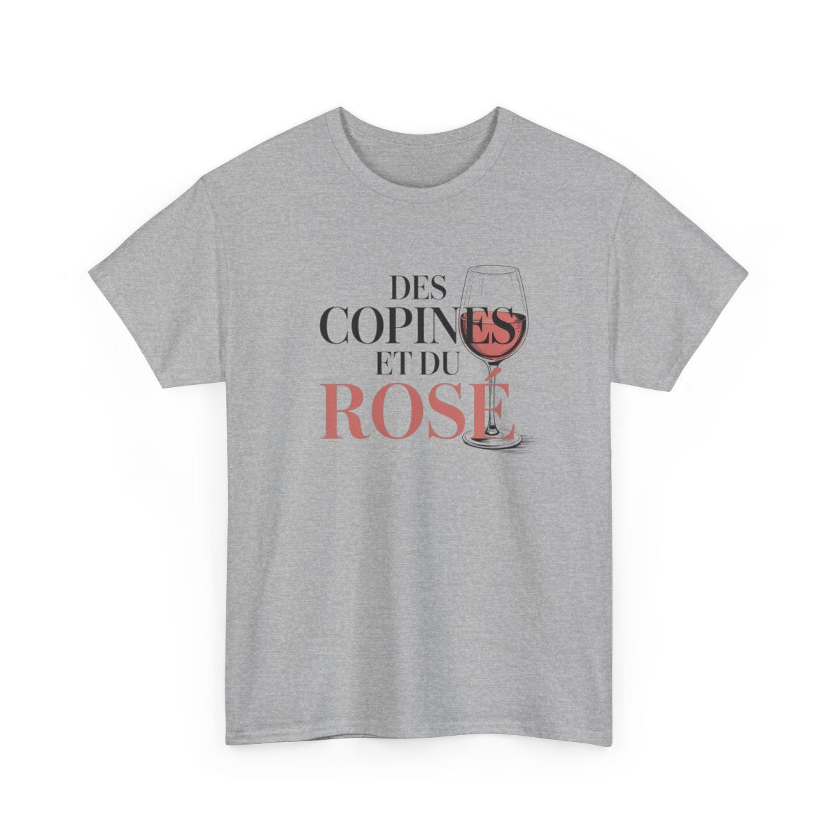 T-shirt Femme Blanc & Gris  Tee-shirt Apéro  Des Copines et du Rosé »  Idée Cadeau Vin et Amies  Coton S-3XL