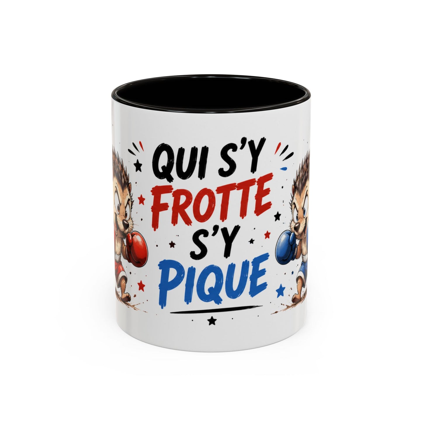 Tasse Qui S’y Frotte S’y Pique – Mug Hérisson Boxeur Humour – Cadeau Drôle Original 325ml