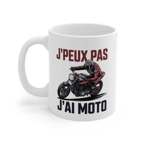 Tasse Motard Humour – Mug J’Peux Pas J’ai Moto – Cadeau Moto Homme Femme Passion 325ml Céramique