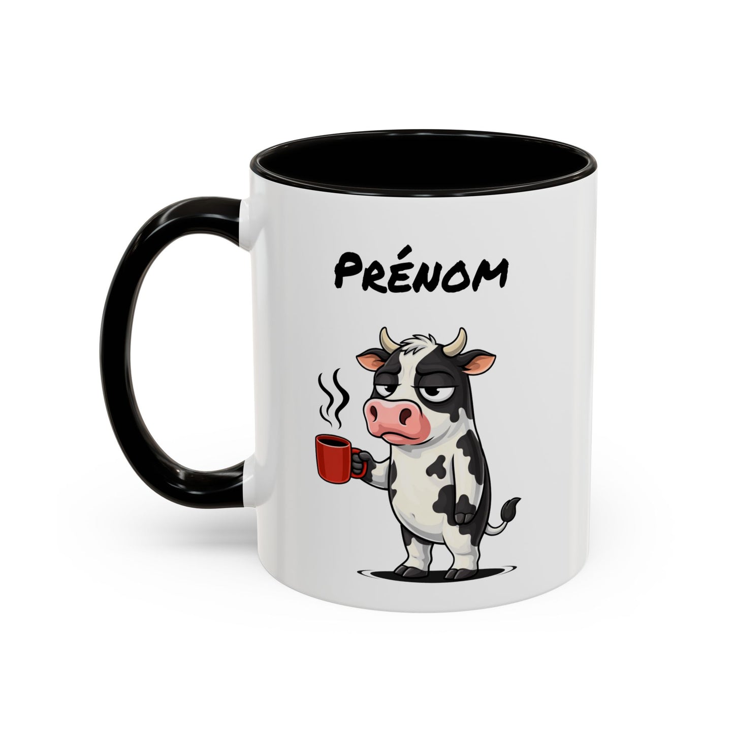 Mug Vache Fatiguée Personnalisable 325ml – Tasse Café Humour Animal Drôle Bureau Réveil Difficile Cadeau