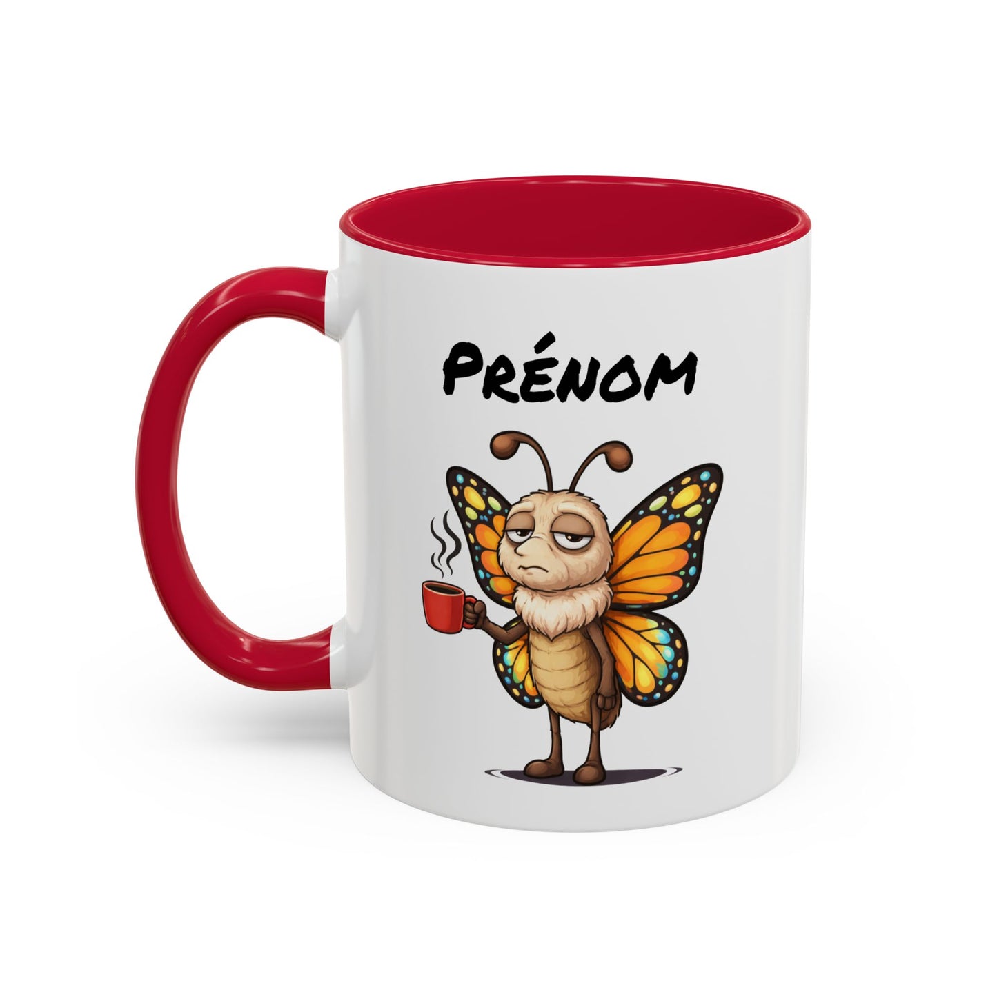 Tasse Papillon avec Café – Mug Insecte Humoristique Fatigue – Illustration Cartoon 325ml