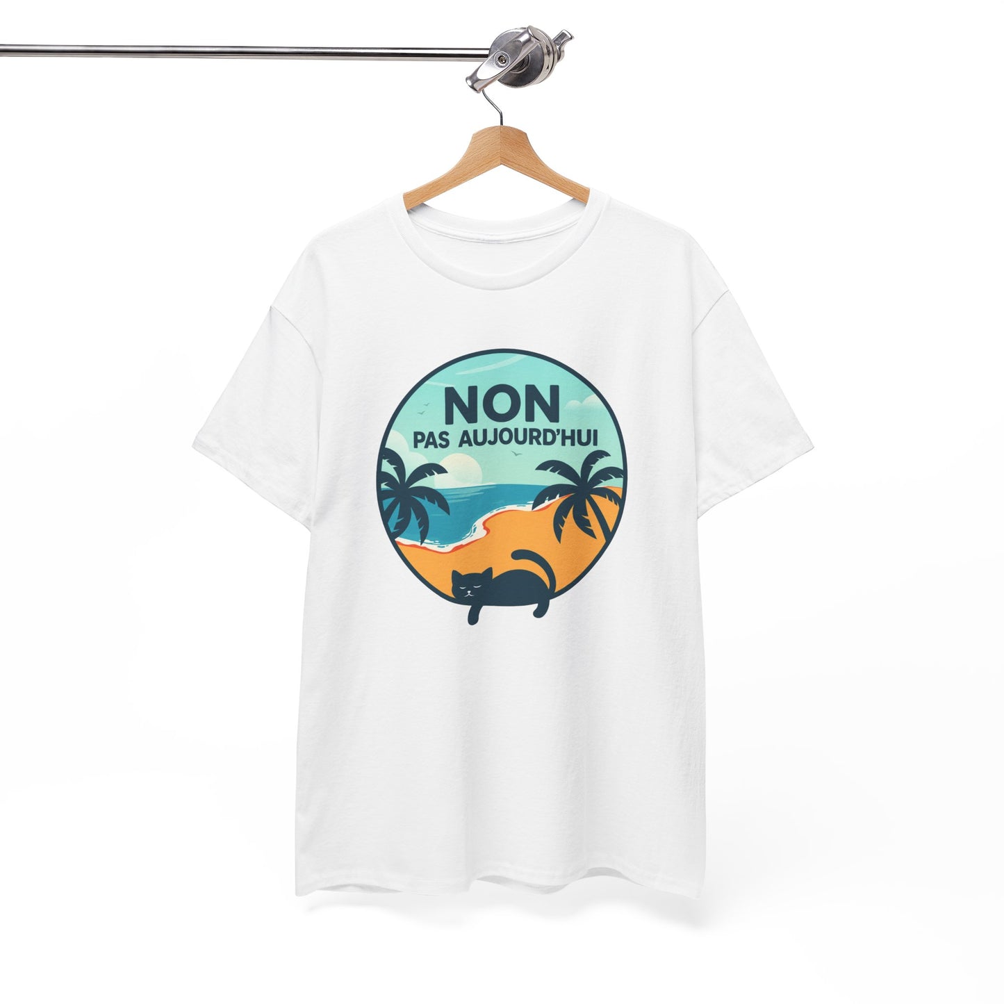 Tee Shirt Chat Homme Femme – Humour Vacances Plage et Farniente – Idée Cadeau Amoureux des Chats Passion Félin