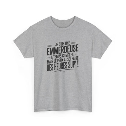 T-shirt Femme Drôle Emmerdeuse à Temps Complet  Tee-shirt  avec Texte Humoristique – Idée Cadeau Humour amusant