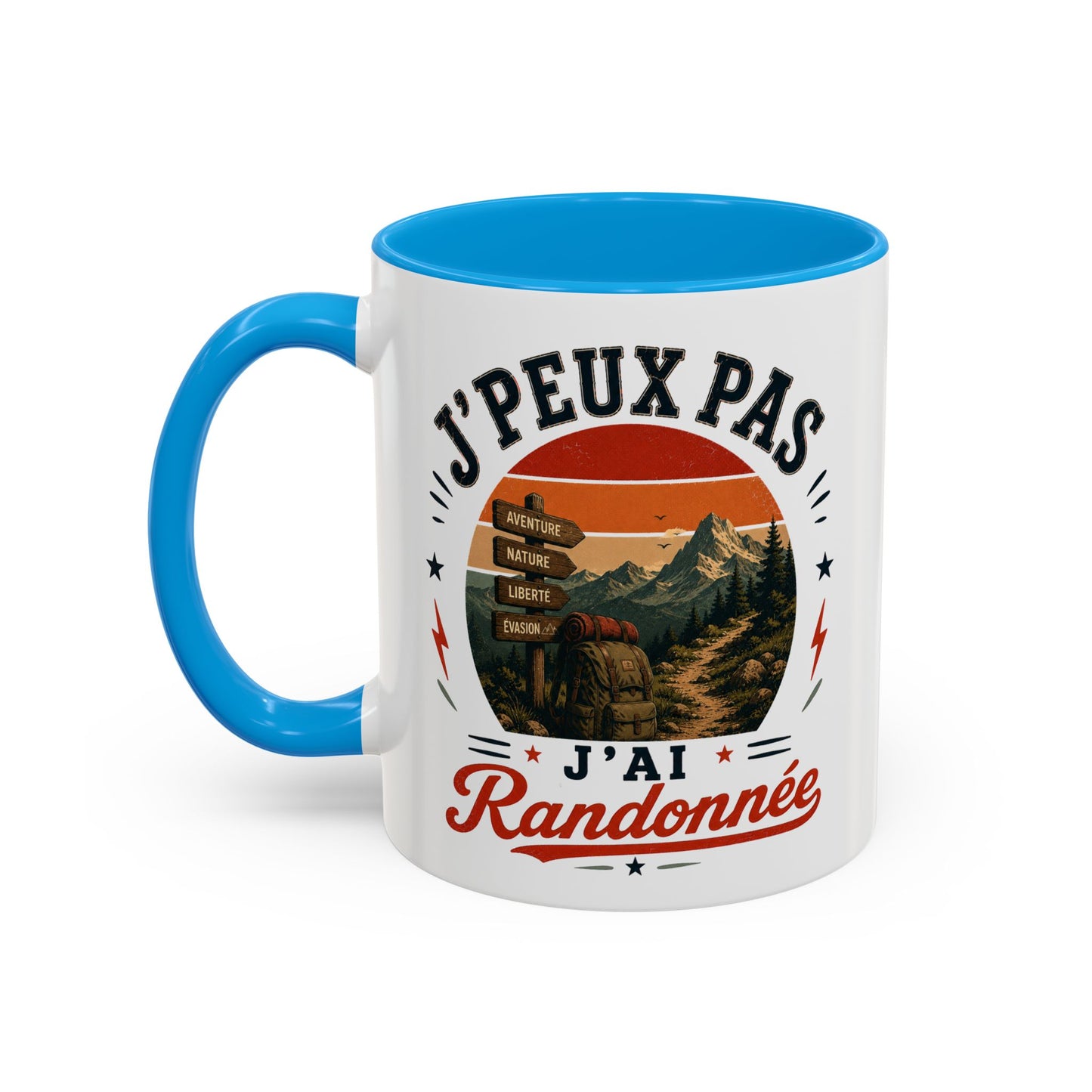 Tasse J’Peux Pas J’Ai Randonnée – Mug Humour Randonnée Vintage – Cadeau Passion Montagne Nature 325ml