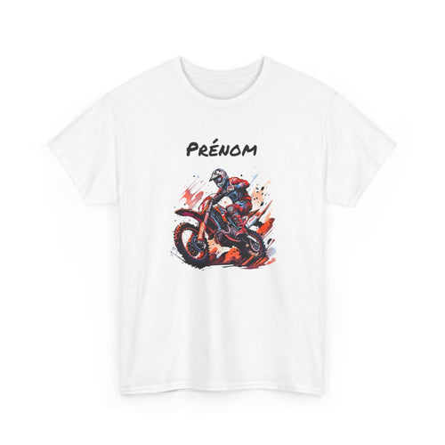 Tee-Shirt Motocross Adulte Personnalisable  Pilote Moto Cross Rouge T-Shirt Blanc ou Gris Sport Coton S à 3XL
