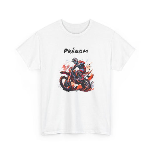 Tee-Shirt Motocross Adulte Personnalisable  Pilote Moto Cross Rouge T-Shirt Blanc ou Gris Sport Coton S à 3XL