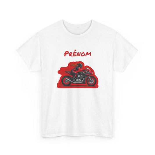 Tee-Shirt Moto Femme Personnalisable – Motarde Sportive avec Prénom – T-Shirt Coton Noir Blanc Gris S à 3XL