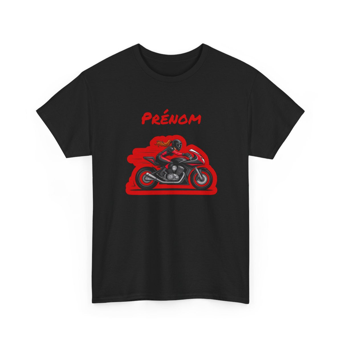 Tee-Shirt Moto Femme Personnalisable – Motarde Sportive avec Prénom – T-Shirt Coton Noir Blanc Gris S à 3XL