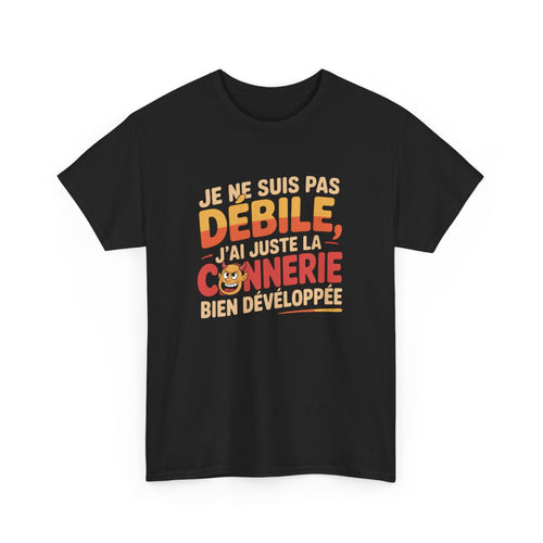 Tee-Shirt Humour Français Unisexe Pas Débile, Connerie Développée T-Shirt Noir avec Petit Diable  Coton S à 3XL
