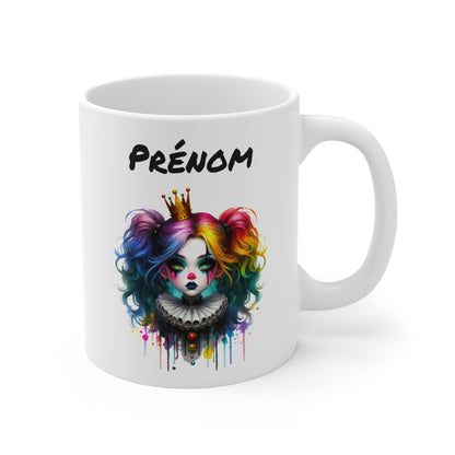 Mug Personnalisé Clown Gothique Coloré 325ml – Tasse Céramique Prénom Design Pop Art Horreur – Cadeau Original Halloween