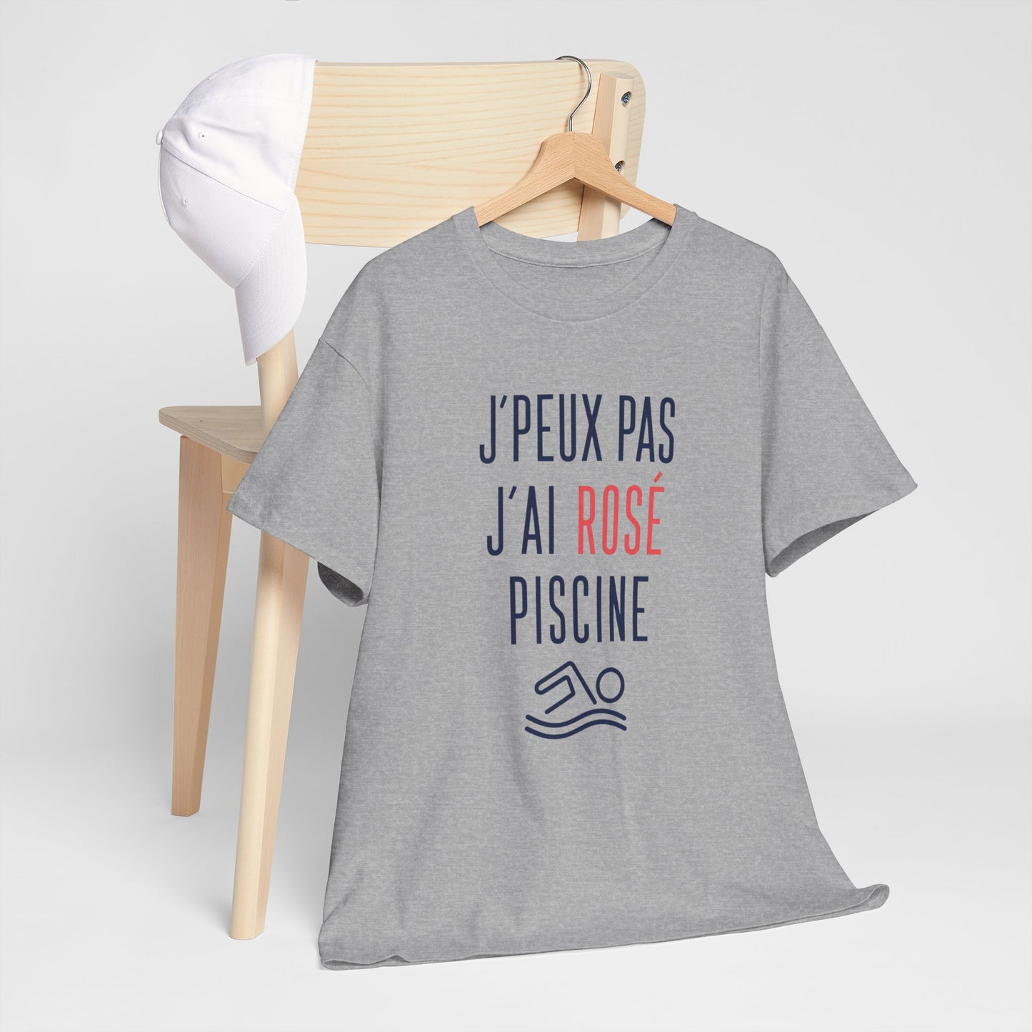 T-Shirt Apéro Piscine Humour – J’Peux Pas J’Ai Rosé Piscine – Tee Shirt Été Vacances Soleil – Cadeau Homme Femme