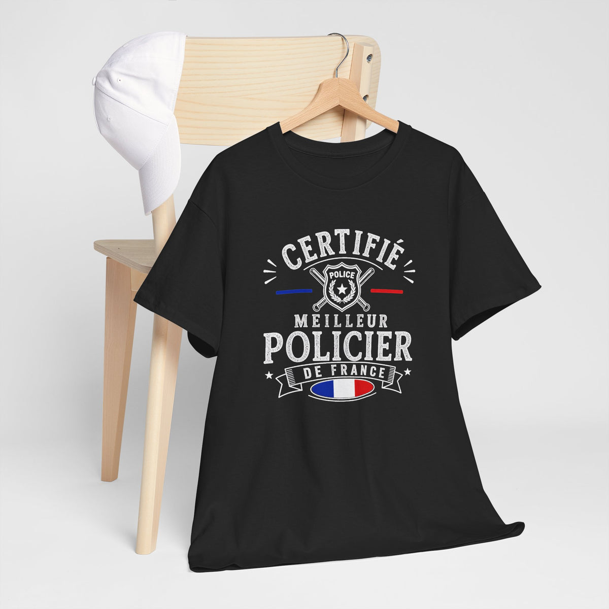 Tee Shirt Policier Homme – Certifié Meilleur Policier de France – T-Shirt Métier Police Cadeau Original Homme