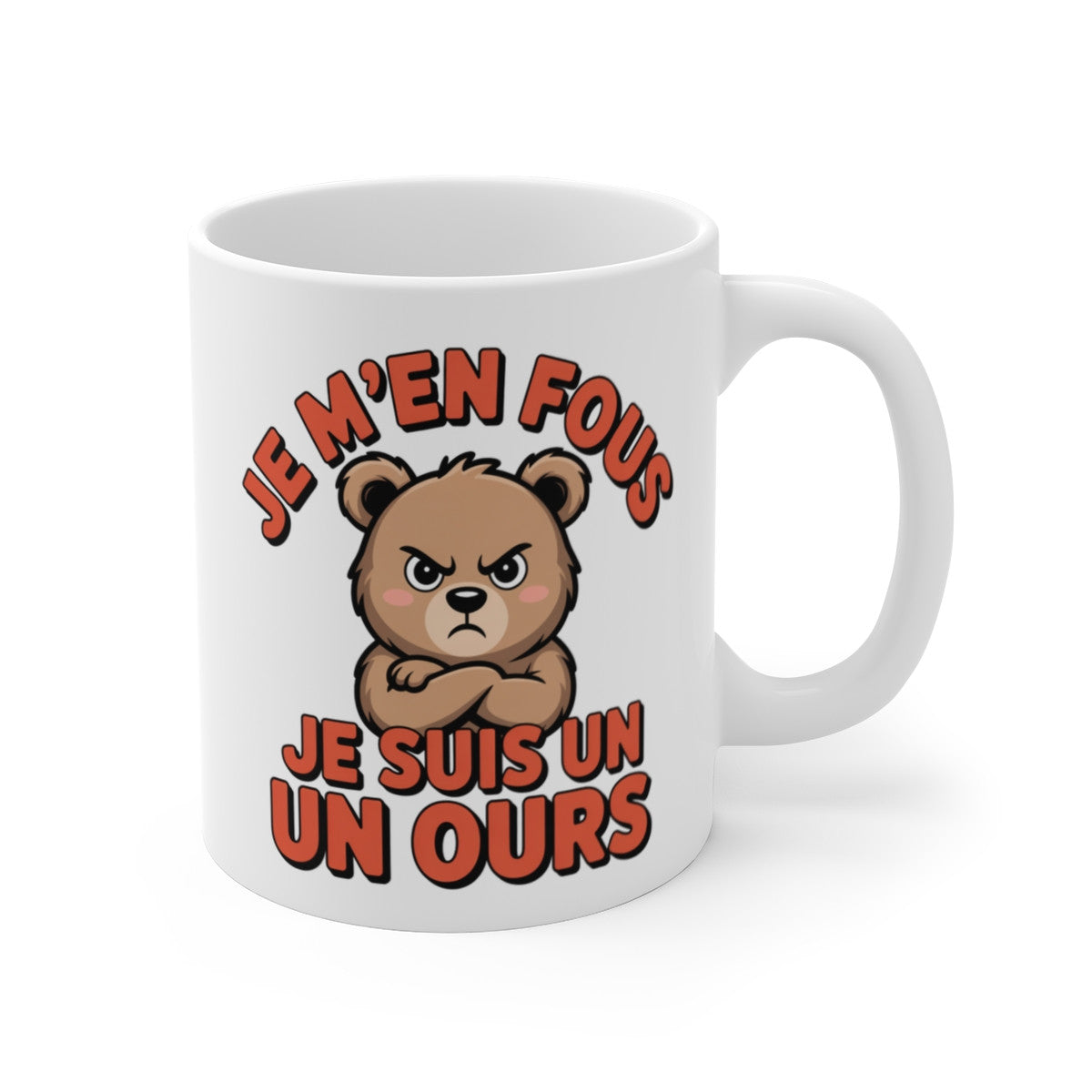 Tasse Ours Humour – Mug Je M’en Fous Je Suis un Ours – Cadeau Rigolo Grincheux 325ml Céramique