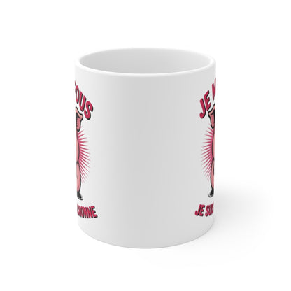 Tasse Humour Femme – Mug Je M’en Fous Je Suis Une Cochonne – Cadeau Rigolo Atypique 325ml Céramique