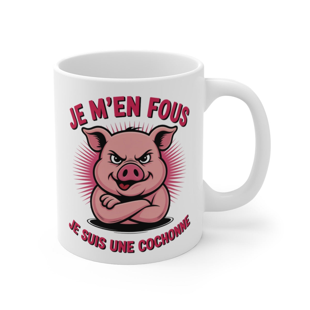 Tasse Humour Femme – Mug Je M’en Fous Je Suis Une Cochonne – Cadeau Rigolo Atypique 325ml Céramique