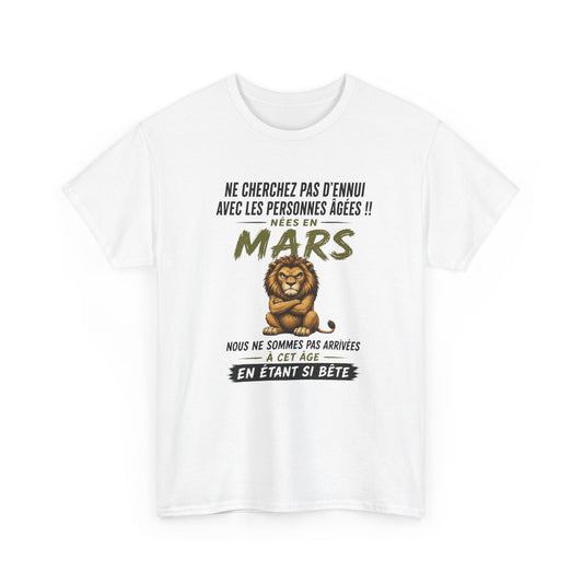 Tee-Shirt Retraité Mars Humour – Cadeau Anniversaire Senior Homme Femme – Lion Drôle Retraite