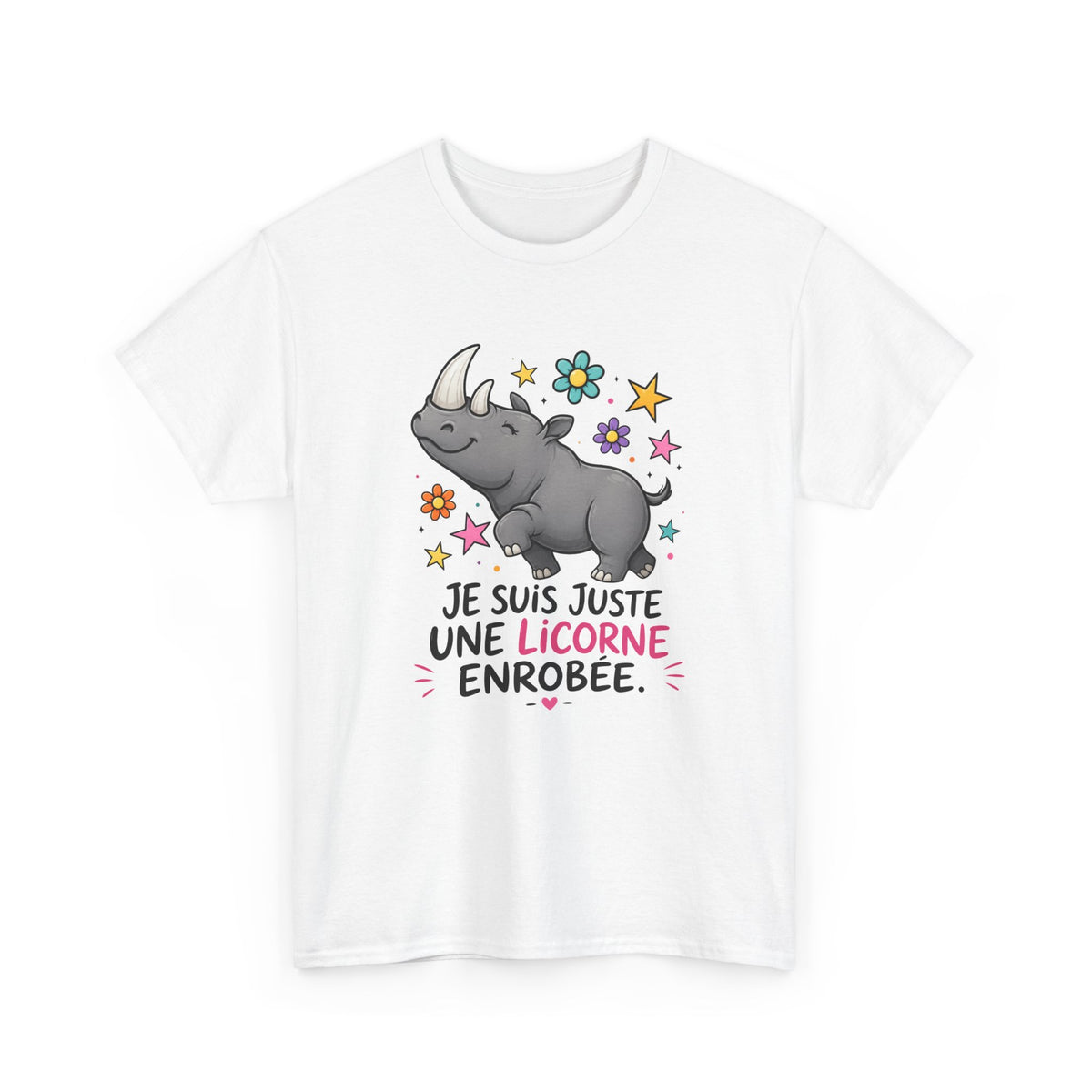 T-Shirt Rhinocéros Femme – Cadeau Humour Femme Drôle – Animal Rigolo Licorne – Idée Cadeau Original Anniversaire