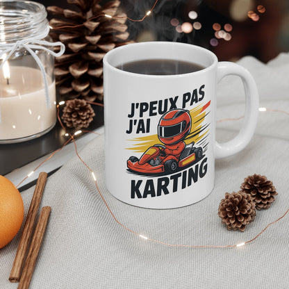 Tasse Karting Humour 325ml – J’peux pas j’ai Karting – Mug Pilote Cadeau Sport Mécanique Vitesse Enfant Adulte