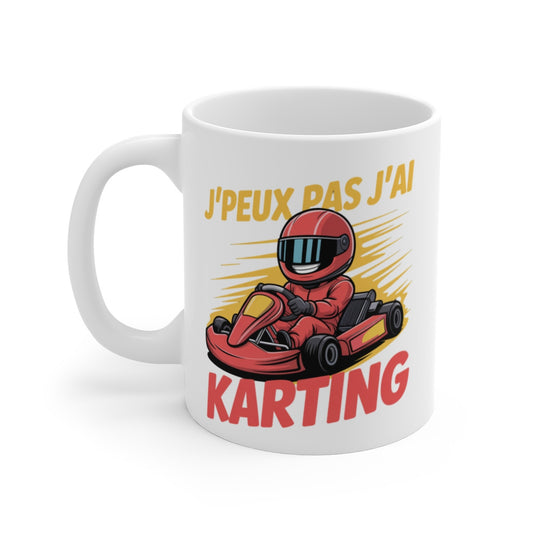Tasse J’peux pas j’ai Karting 325ml – Mug Enfant Pilote Kart – Cadeau Humour Sport Auto Garçon Fille