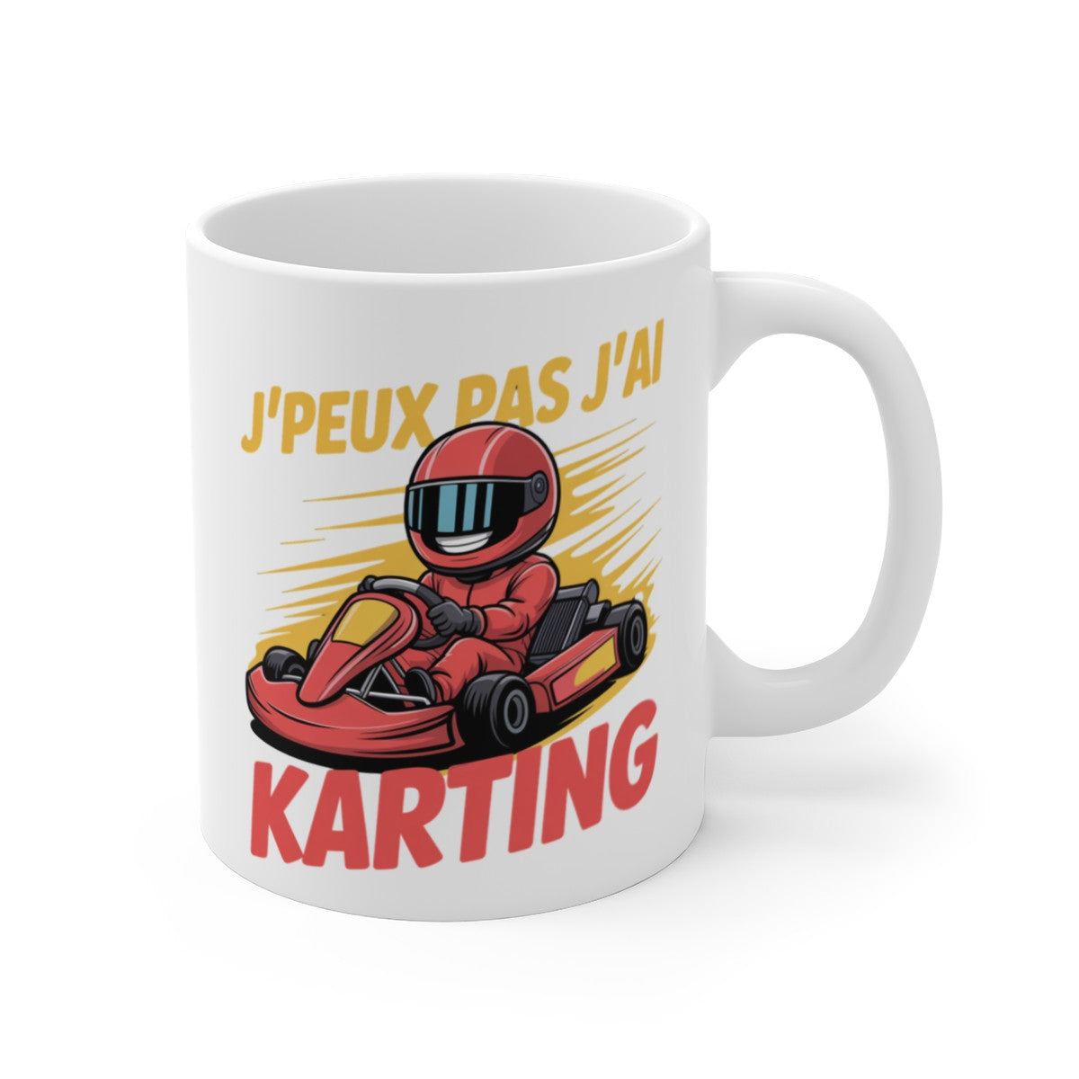 Tasse J’peux pas j’ai Karting 325ml – Mug Enfant Pilote Kart – Cadeau Humour Sport Auto Garçon Fille