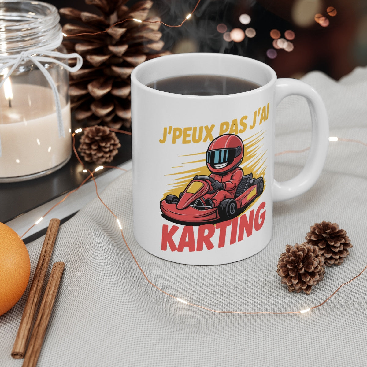 Tasse J’peux pas j’ai Karting 325ml – Mug Enfant Pilote Kart – Cadeau Humour Sport Auto Garçon Fille