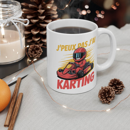 Tasse J’peux pas j’ai Karting 325ml – Mug Enfant Pilote Kart – Cadeau Humour Sport Auto Garçon Fille