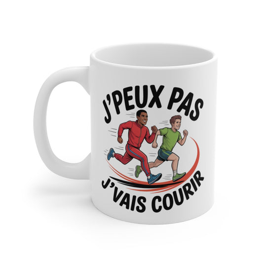 Tasse Running 325ml – J’peux pas j’vais Courir – Mug Jogging Humour Sport Course à Pied Cadeau Sportif