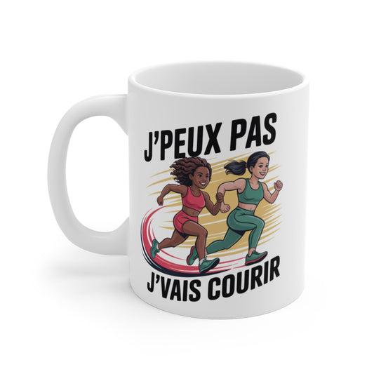 Tasse Running Femme 325ml – J’peux pas j’vais Courir – Mug Humour Sport Fitness Jogging Cadeau Motivation